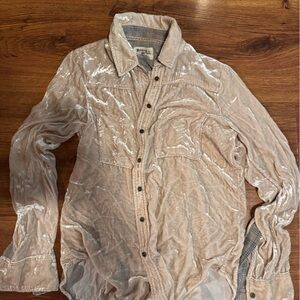 HOLDING HORSES Light Tan Crinkled Shirt Jacket